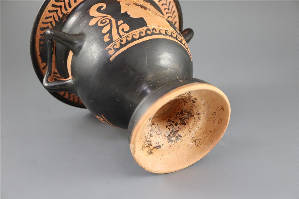 An Apulian red figure bell krater, Southern Italy c. 4th century BC, 21.5cm high, 22.5cm diameter